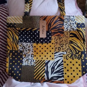 Designer tote zipper closure open cargo design